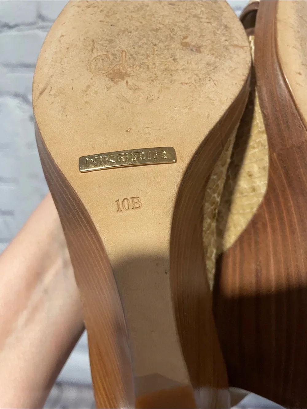 Cole Haan Brown Woven Peep-Toe Slingback Wedges • Sz 10
